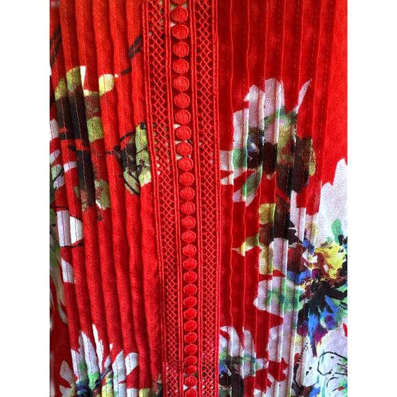 Miss Me Cold Shoulder Red Floral Top | Size M | Adjustable Straps | Boho Vibe - Picture 9 of 12